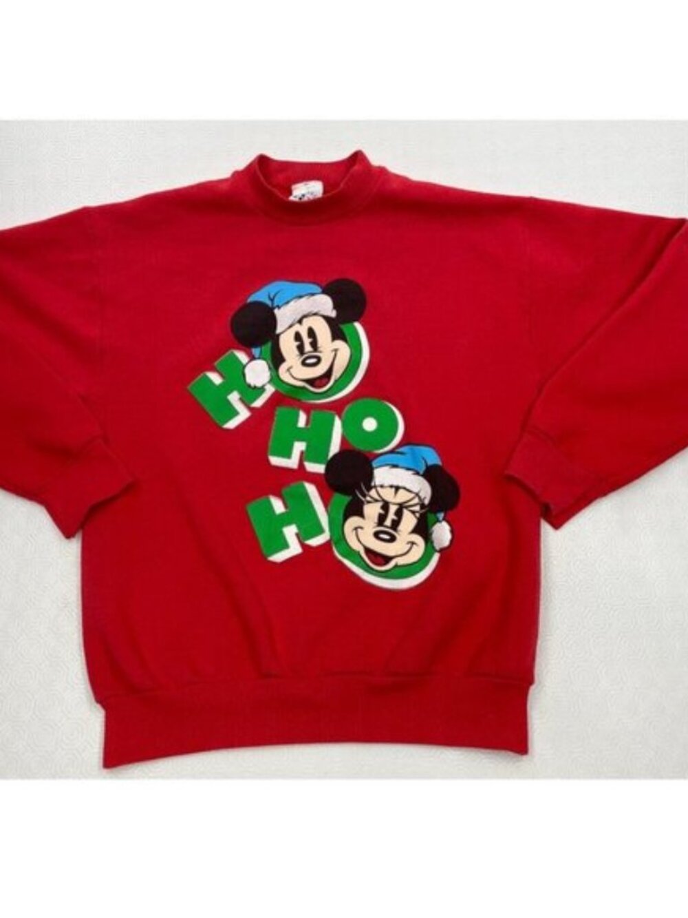 Disney Red Crewneck Sweatshirt with Mickey & Minnie Holiday Graphic